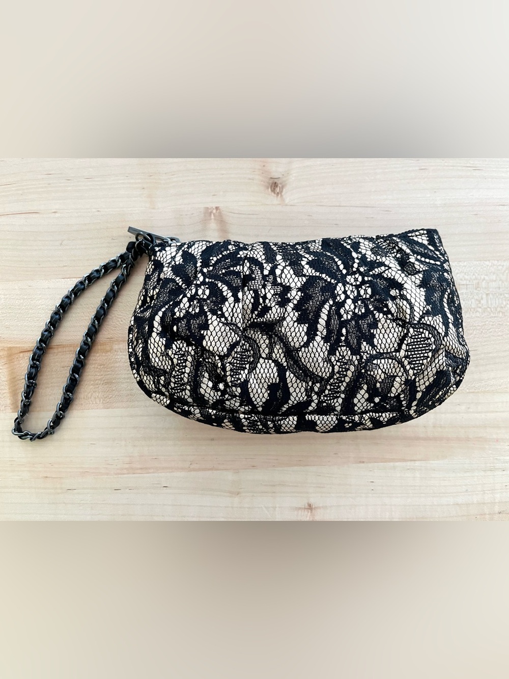 Express Elegant Black/Gold Lace Clutch